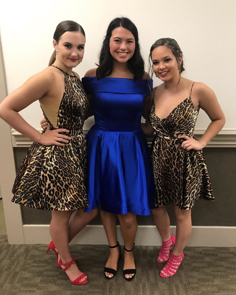 New Arrival Mini Leopard Print, Homecoming Dress,  Sleeveless Short Prom Dress INM53
