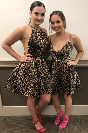 New Arrival Mini Leopard Print, Homecoming Dress,  Sleeveless Short Prom Dress INM53