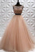 Two Pieces A Line Tulle Beading Long Sleeveless Prom Dress INP82