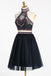 High Neck Beading Two Piece Short Backless Homecoming Dresses,2 Pieces Prom Dresses IN280