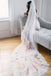 Alencon Lace Trim Long Ivory Veil for Wedding WV18