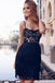 Sexy Sheath Spaghetti Straps Black Lace Homecoming Dresses INO49