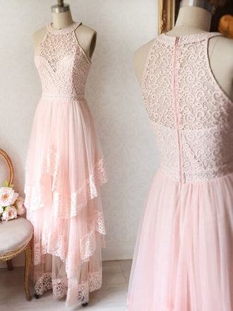 Princess Pink Lace Long Prom Dress Bridesmaid Dresses INK96