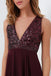 Burgundy Bridesmaid Dresses WIth Sequin Top, A-line Long Chiffon Wedding Party Dress INO80