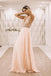 Pearl Pink V Back Appliques Long Prom Evening Dress INK74