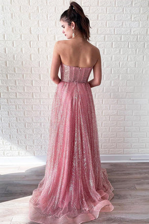 Sparking Sweetheart Long Pink Stunning Prom Dress INK78