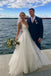 Simple V Neckline A-line Backless Ivory A Line Beach Wedding Dress INC92