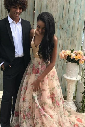 V-neck Long A-line Princess Fashion High Low Prom Dresses With Straps K757