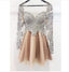 A Line Long Sleeves Homecoming Dress, Cheap Short Prom Dresses INJ36