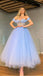 Unique Off-the-Shoulder Sweetheart Cristal A Line Tea Length Tulle Prom Dress IN1955