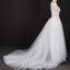 Off White A Line Short Sleeves Lace Appliques Wedding Dress, Bridal Gown INQ32