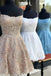 Spaghetti Straps Criss Cross Back A Line Lace Homecoming Dresses INO76