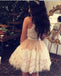 Cute Tull Flower Lace Appliques Short Prom Dress,Two Pieces Homecoming Dresses IN464