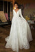 A-line V-neck Long Sleeves Wedding Dresses With Court Train, Bridal Gown IN1807