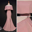 Elegant Trumpet Mermaid Off-the-shoulder Floor Length Pink Prom Dress With Slit IN631