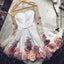 A Line Round Neck Long Sleeves Flower Short Homecoming Dresses With Flowers INM66