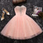 Strapless Sweetheart Blush Pink Beading Tulle Short Homecoming/Prom Dresses IN303