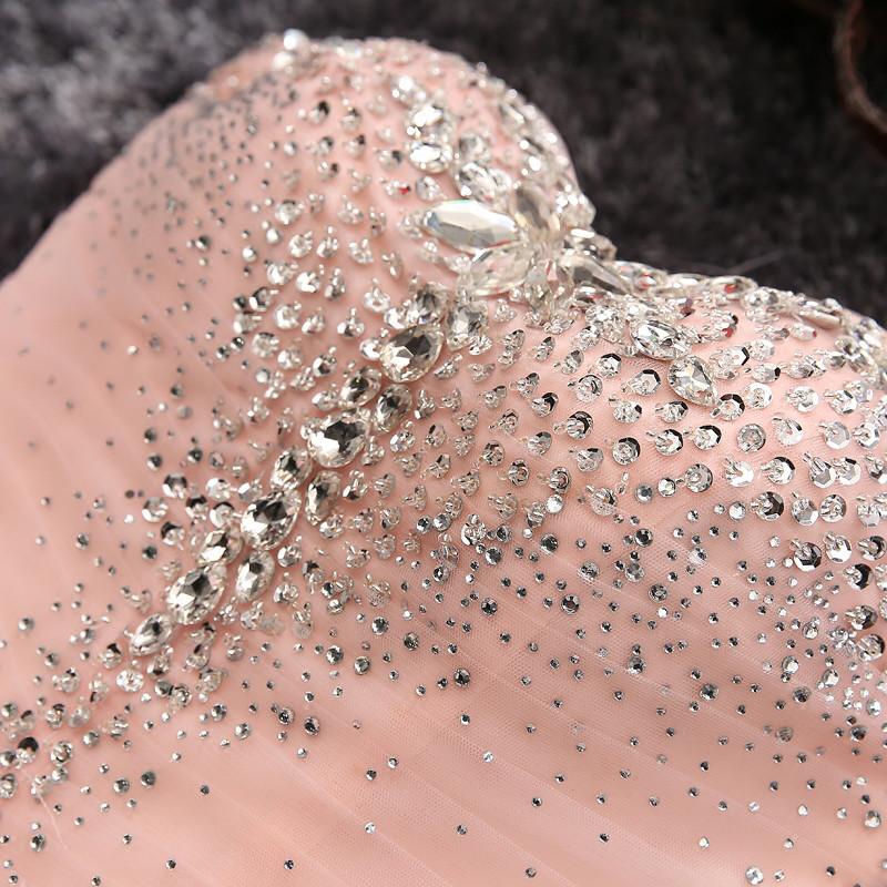 Strapless Sweetheart Blush Pink Beading Tulle Short Homecoming/Prom Dresses IN303