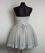 New Strapless Sweetheart Neck Grey Homecoming Dresses Lace Appliqued Short Prom Dresses IN369