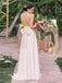 Gold Sequin Chiffon Backless Simple Beach Wedding Dresses with Sash INF2