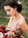 Gold Sequin Chiffon Backless Simple Beach Wedding Dresses with Sash INF2