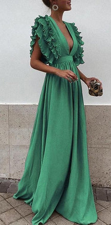 Boho Colorful V Neck A Line Cheap Bridesmaid Dress, Long Modest Dresses INH12