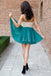 Elegant V-Neck A-line Green Short Homecoming Dress Prom Dresses INN35