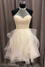 Tulle Crystal Beaded Short Prom Dress, Ruffles Homecoming Dress INO71