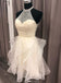 Tulle Crystal Beaded Short Prom Dress, Ruffles Homecoming Dress INO71