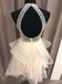 Tulle Crystal Beaded Short Prom Dress, Ruffles Homecoming Dress INO71