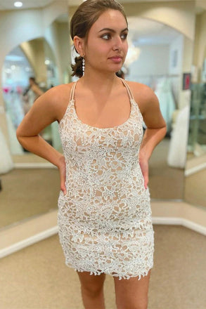 Cute Short Lace Prom Dresses, Mini Homecoming Dress Graduation Dresses INHD14