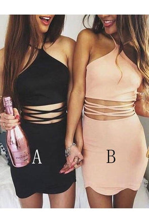 Fashion Halter Sheath Sleeveless Mini Cocktail Dresses, Homecoming Dress IND66