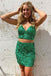 Two Pieces Tight Burgundy Sequins Sheath Short Homecoming Dresses INHD28