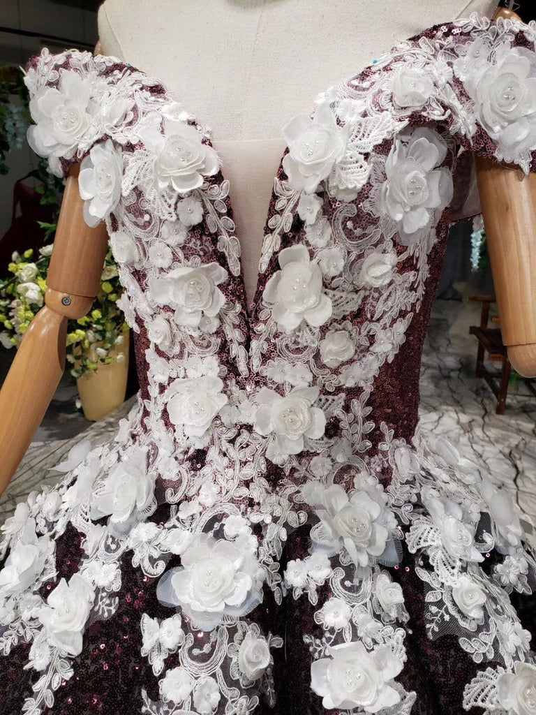 Princess Sparkly Off the Shoulder Long Prom Dresses, Ball Gown Quinceanera Dresses INS26
