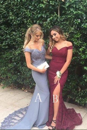 Sexy Mermaid Off the Shoulder Long Prom Dress With Lace IN685