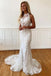 Halter Neck Backless Mermaid Off White Lace Long Wedding Dresses IN1952