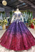 Ball Gown Long Sleeves Sequins Ombre Prom Dress, Pretty Quinceanera Dress INQ45