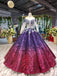 Ball Gown Long Sleeves Sequins Ombre Prom Dress, Pretty Quinceanera Dress INQ45