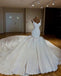 Vintage V-neck Royal Train Satin Mermaid Wedding Dresses With Lace Embroidery INE35