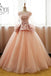 Vintage Prom Dresses,Pink Prom Dress,Flower Prom Dresses,Long Sleeves Prom Dress,Tulle Evening Dress,Ball Gown Prom Gown,Quinceanera Dresses