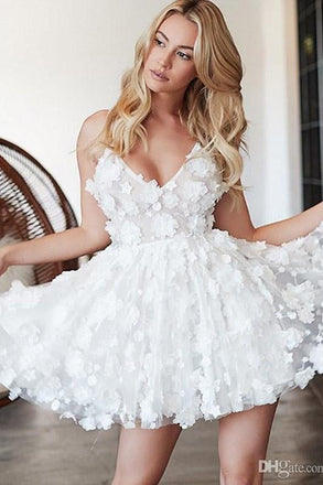 New Arrival Cute V Neck A-line Straps Homecoming Dresses,Short Prom Dress IND11