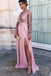 Long Sleeve A-line V-neck Floor-length Sequin Chic Long Prom Dress with Slit ING24