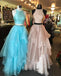 New Two Piece A-line Floor-length Long Puffy Prom Dress With Ruffles IN881