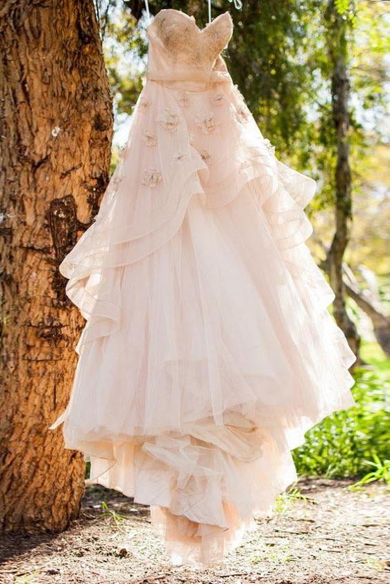 Beautiful A Line Sweetheart Flower Chic Bridal Gown, Princess Wedding Dress INE34