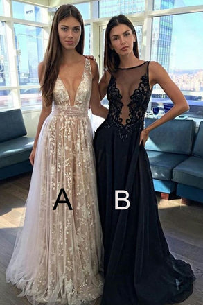 A Line Prom Dresses,V-neck Sexy Evening Party Dresses, Long Formal Dress IN186