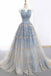 Blue and Gold Lace Ball Gown Prom Dresses, Sweet 16 Princess Quinceanera Dress INH63