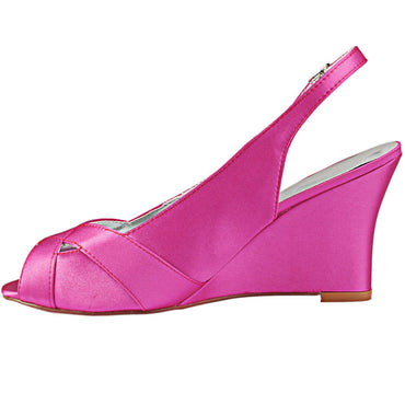 Rose Red Wedge Party Shoes with Rhinestone, Peep Toe Fashion Wedding Party Shoes, L-934