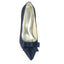 Dark Blue High Heels Wedding Shoes with Bowknot, Fashion Satin Formal Party Shoes L-942