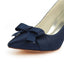 Dark Blue High Heels Wedding Shoes with Bowknot, Fashion Satin Formal Party Shoes L-942