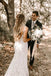 Elegant Lace Sheath V-neck Backless Wedding Dresses With Train, Bridal Gowns IN1812